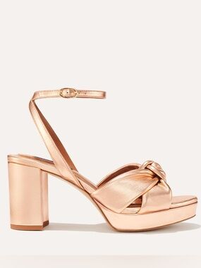 MARGAUX Carmine Rose Gold Metallic Knot Platform Sandals Glam Party Sz 38.5